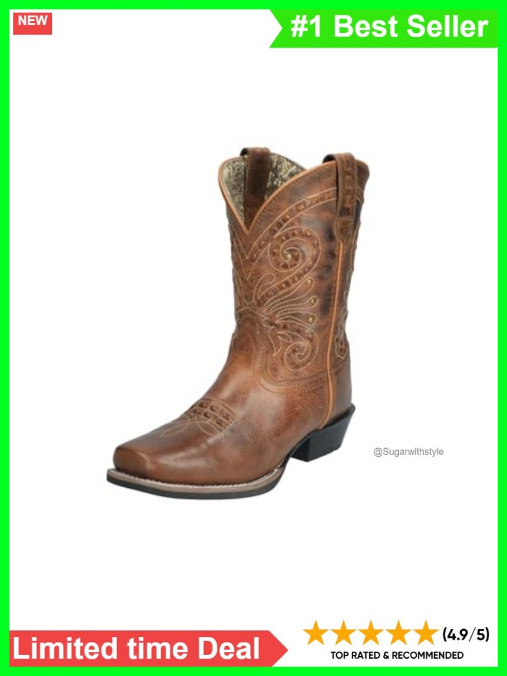 Womens Shelby Leather Western Motorcycle Boots Square Toe Steel Shank